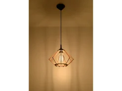 Lampada a sospensione in filo di legno naturale E27 Lámpara colgante con marco de alambre Madera natural E27