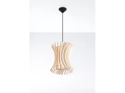 Lampada a sospensione in filo di legno naturale E27 Lámpara colgante con marco de alambre Madera natural E27