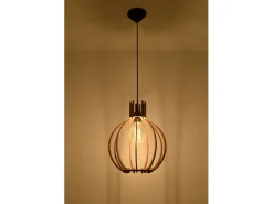 Lampada a sospensione in filo di legno naturale E27 Lámpara colgante con marco de alambre Madera natural E27