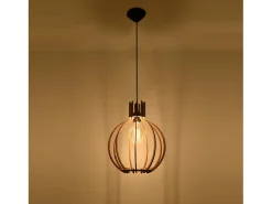 Lampada a sospensione in filo di legno naturale E27 Lámpara colgante con marco de alambre Madera natural E27