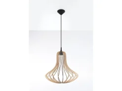 Lampada a sospensione in filo di legno naturale E27 Lámpara colgante con marco de alambre Madera natural E27