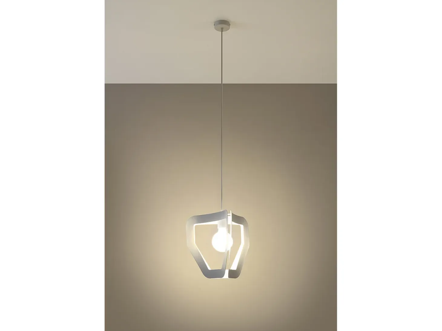 Lampada a sospensione moderna con struttura a filo bianco E27 Lámpara colgante moderna con marco de alambre blanco E27
