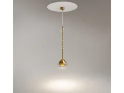 Lampada a Sospensione Ros Moderna Metallo Ottone Trasparente IP20