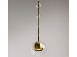 Lampada a Sospensione Ros Moderna Metallo Ottone Trasparente IP20
