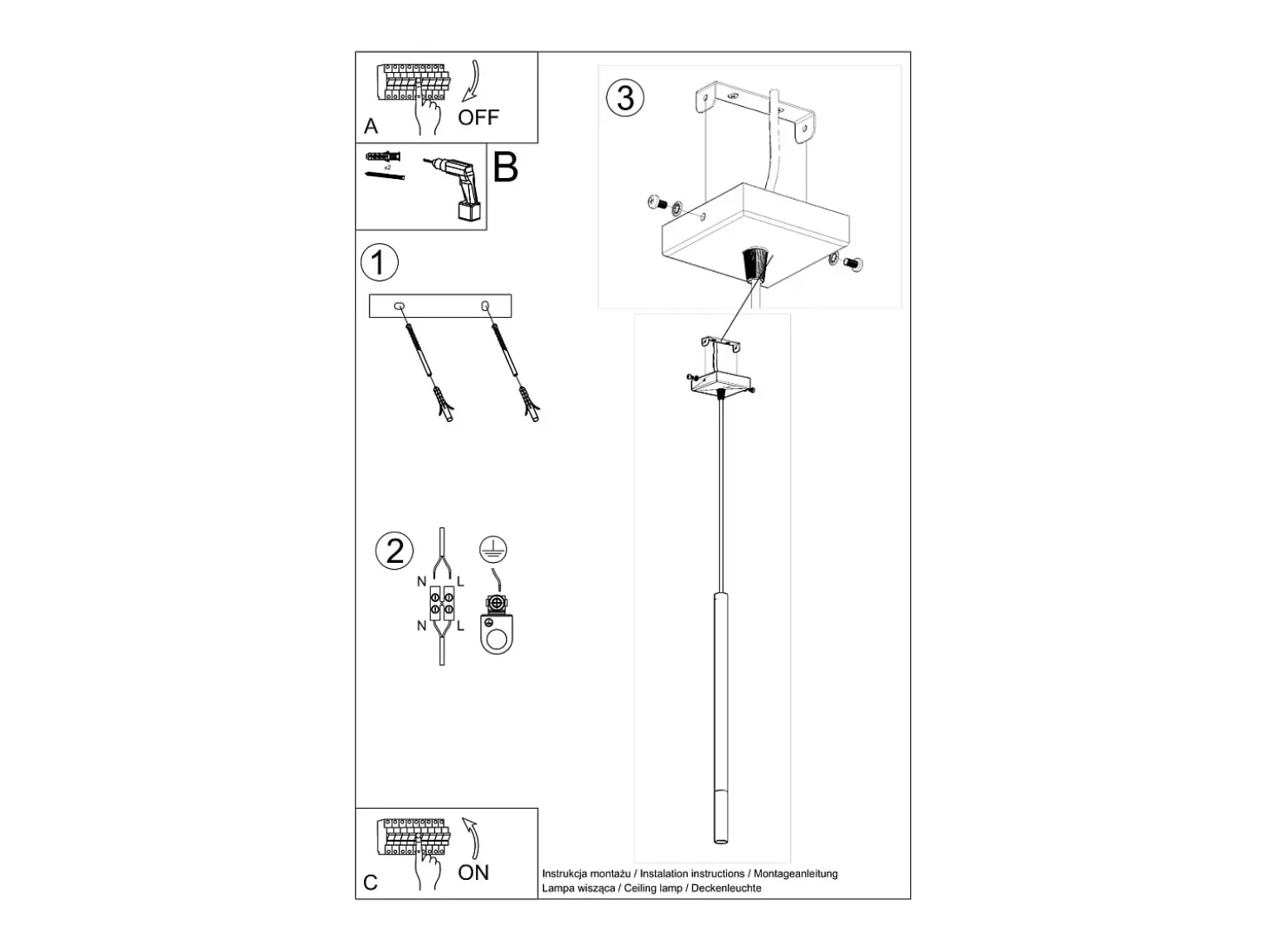 Lampada a sospensione sottile da 8 cm nera, cromata G9 Lámpara colgante Slim de 8 cm Negro, Cromo G9