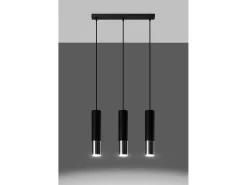 Lampada a sospensione tripla Nero, Cromo GU10 Lámpara colgante triple negra, cromada GU10