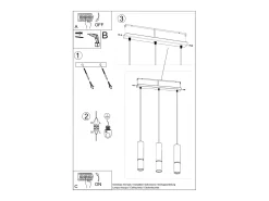Lampada a sospensione tripla Nero, Cromo GU10 Lámpara colgante triple negra, cromada GU10