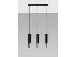 Lampada a sospensione tripla Nero, Cromo GU10 Lámpara colgante triple negra, cromada GU10