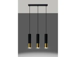 Lampada a sospensione tripla Nero, Oro GU10 Lámpara colgante triple negra, oro GU10