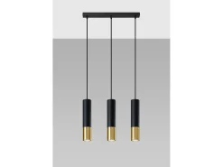 Lampada a sospensione tripla Nero, Oro GU10 Lámpara colgante triple negra, oro GU10