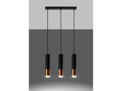 Lampada a sospensione tripla Nero, Rame GU10 Lámpara colgante triple negra, cobre GU10