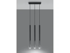 Lampada a sospensione tripla nera, cromata G9 Lámpara colgante triple negra, cromo G9