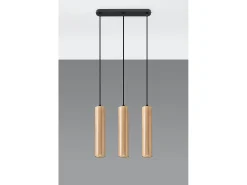 Lampada a sospensione tripla in legno naturale GU10 Lámpara colgante triple madera natural GU10