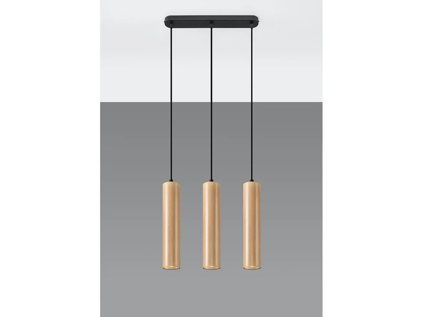 Lampada a sospensione tripla in legno naturale GU10 Lámpara colgante triple madera natural GU10
