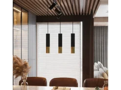 Lampada a sospensione Twin Nero, Oro GU10 Lámpara colgante Twin Negro, Dorado GU10