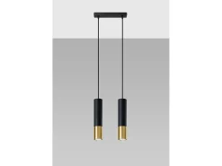Lampada a sospensione Twin Nero, Oro GU10 Lámpara colgante Twin Negro, Dorado GU10