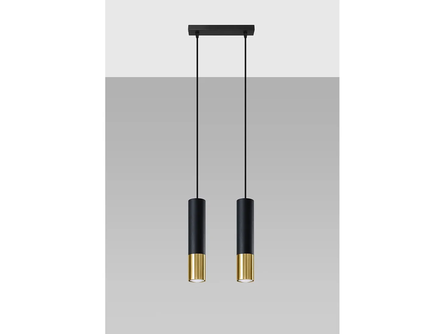 Lampada a sospensione Twin Nero, Oro GU10 Lámpara colgante Twin Negro, Dorado GU10