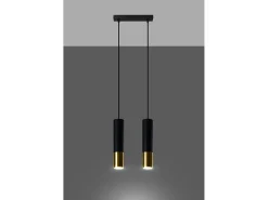 Lampada a sospensione Twin Nero, Oro GU10 Lámpara colgante Twin Negro, Dorado GU10