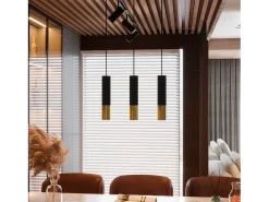 Lampada a sospensione Twin Nero, Oro GU10 Lámpara colgante Twin Negro, Dorado GU10