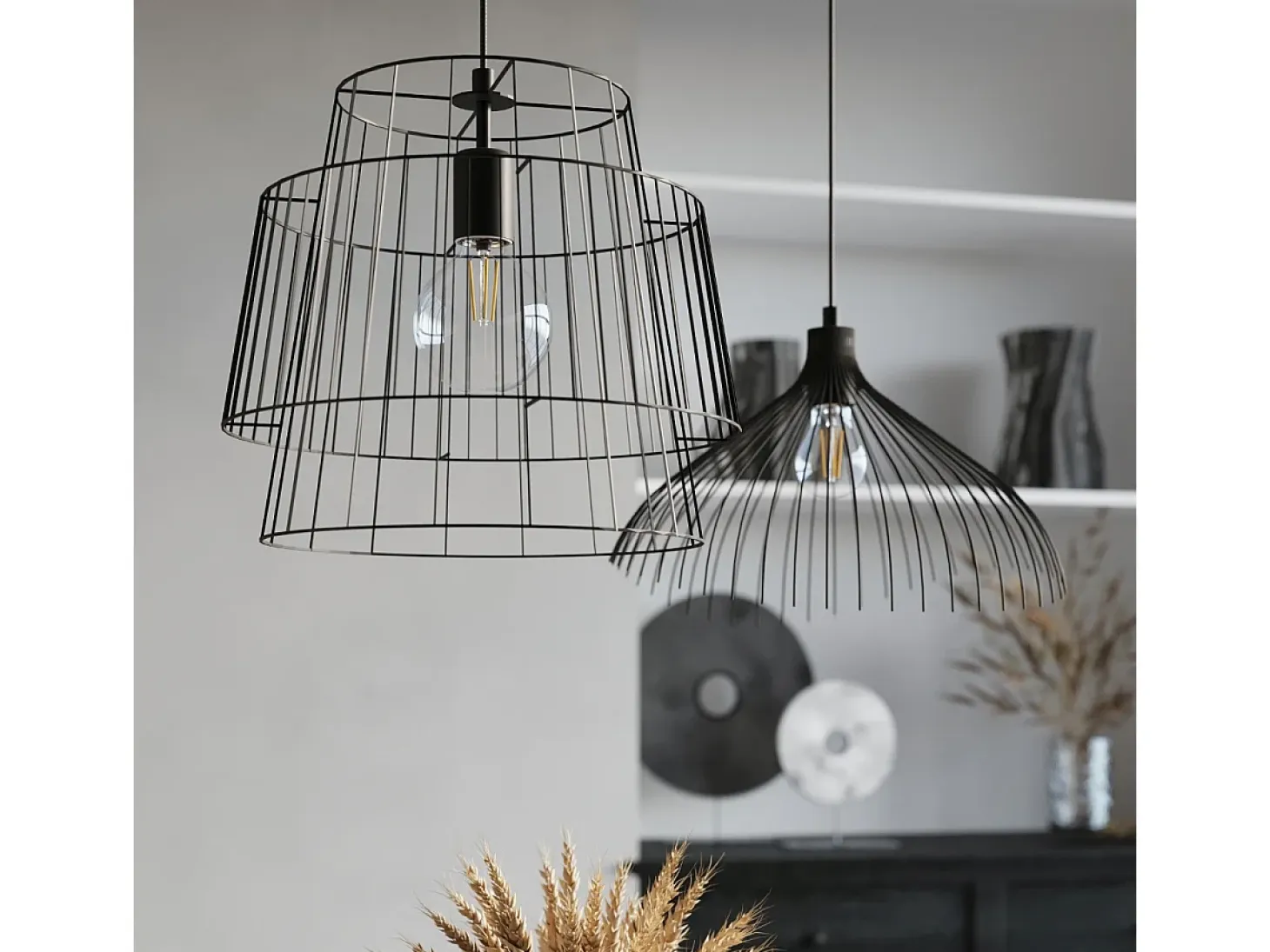 Lampada a sospensione Wire Frame nera E27 Lámpara colgante con marco de alambre Negro E27