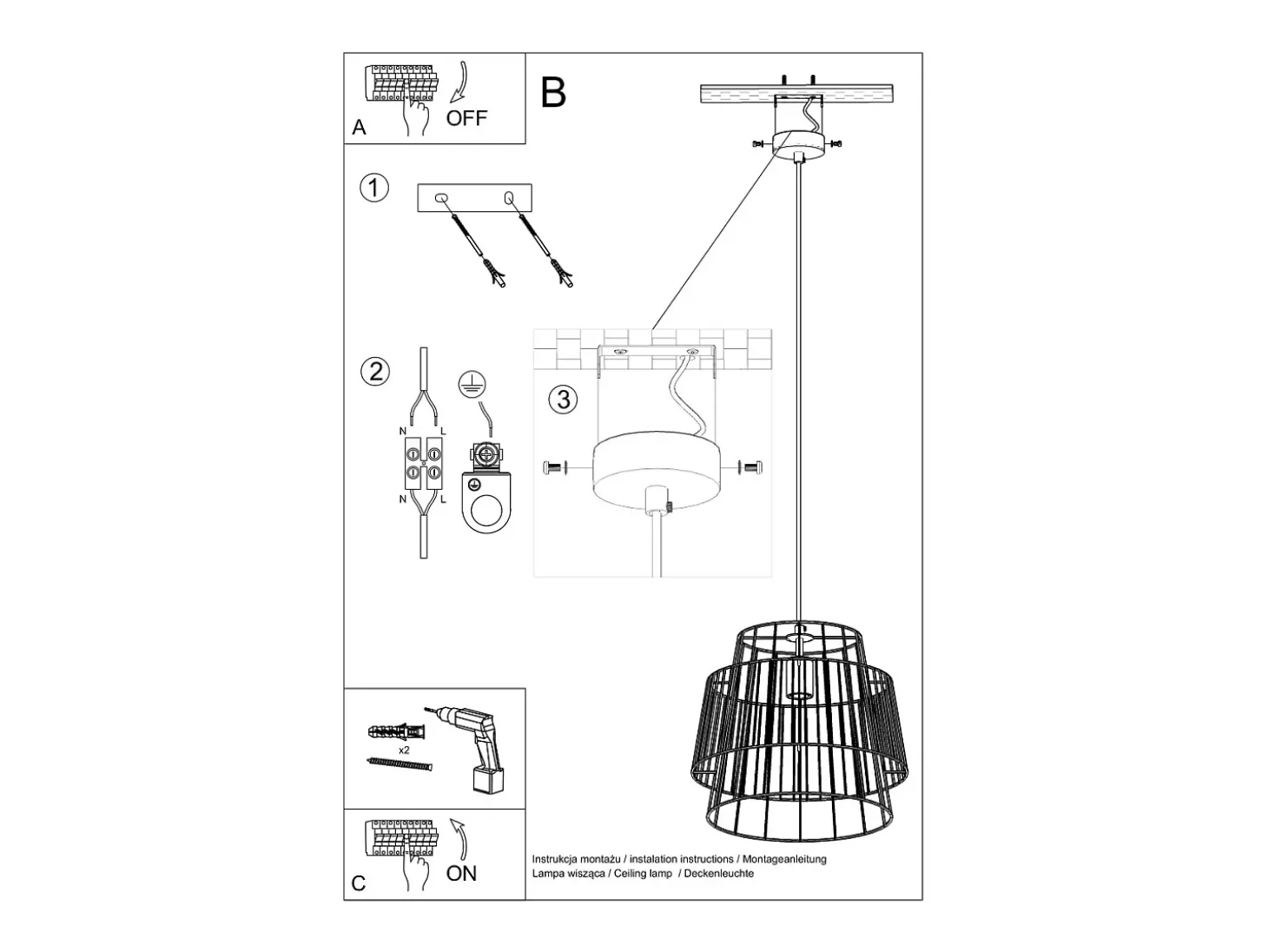 Lampada a sospensione Wire Frame bianca E27 Lámpara colgante con marco de alambre Blanco E27