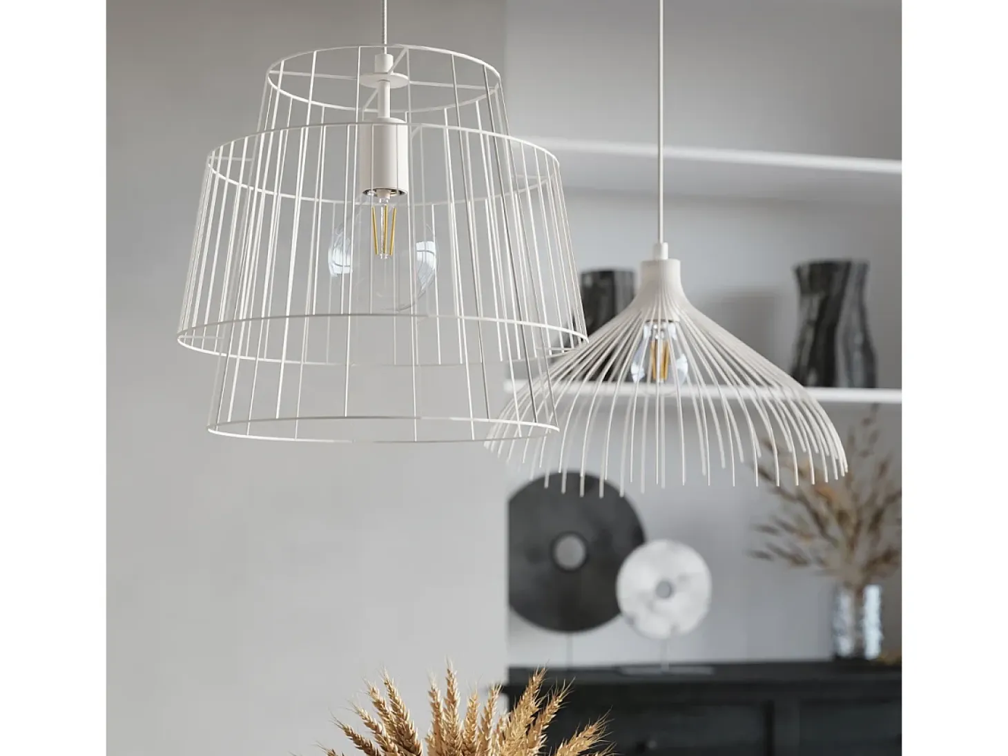 Lampada a sospensione Wire Frame bianca E27 Lámpara colgante con marco de alambre Blanco E27