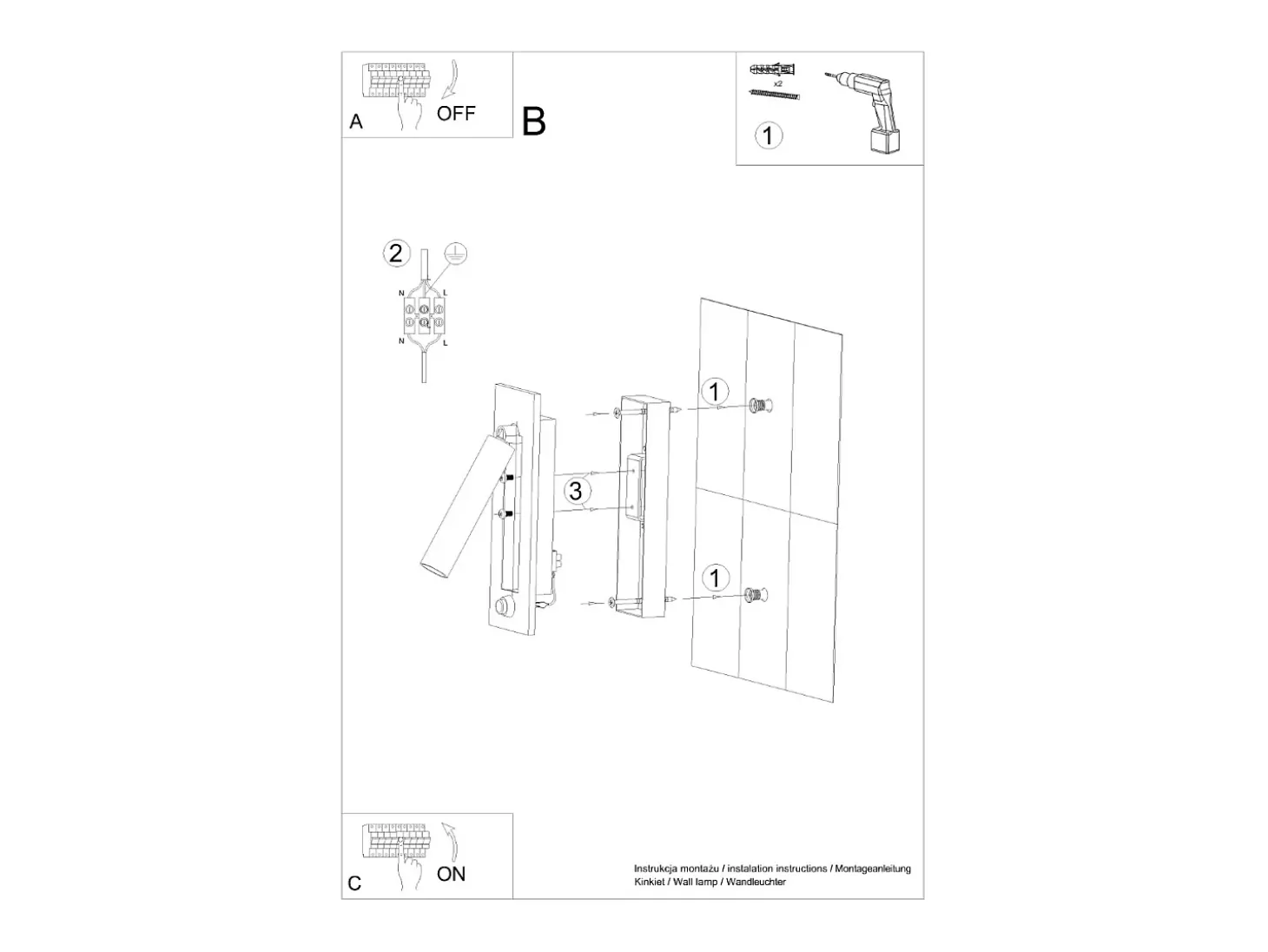Lampada da lettura pieghevole da parete nera G9 Lámpara de pared plegable con luz de lectura Negro G9