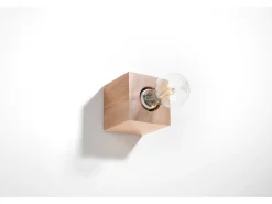 Lampada da parete quadrata da superficie in legno naturale E27 Lámpara de pared cuadrada de superficie madera natural E27