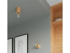 Lampada da parete rotonda da superficie in legno naturale E27 Lámpara de pared redonda de superficie madera natural E27