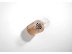 Lampada da parete rotonda da superficie in legno naturale E27 Lámpara de pared redonda de superficie madera natural E27