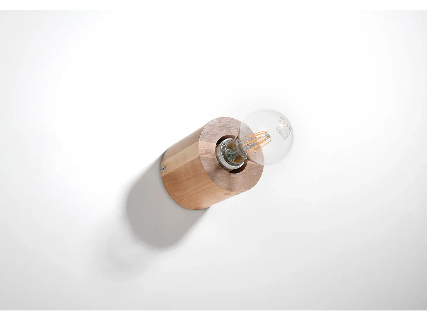 Lampada da parete rotonda da superficie in legno naturale E27 Lámpara de pared redonda de superficie madera natural E27