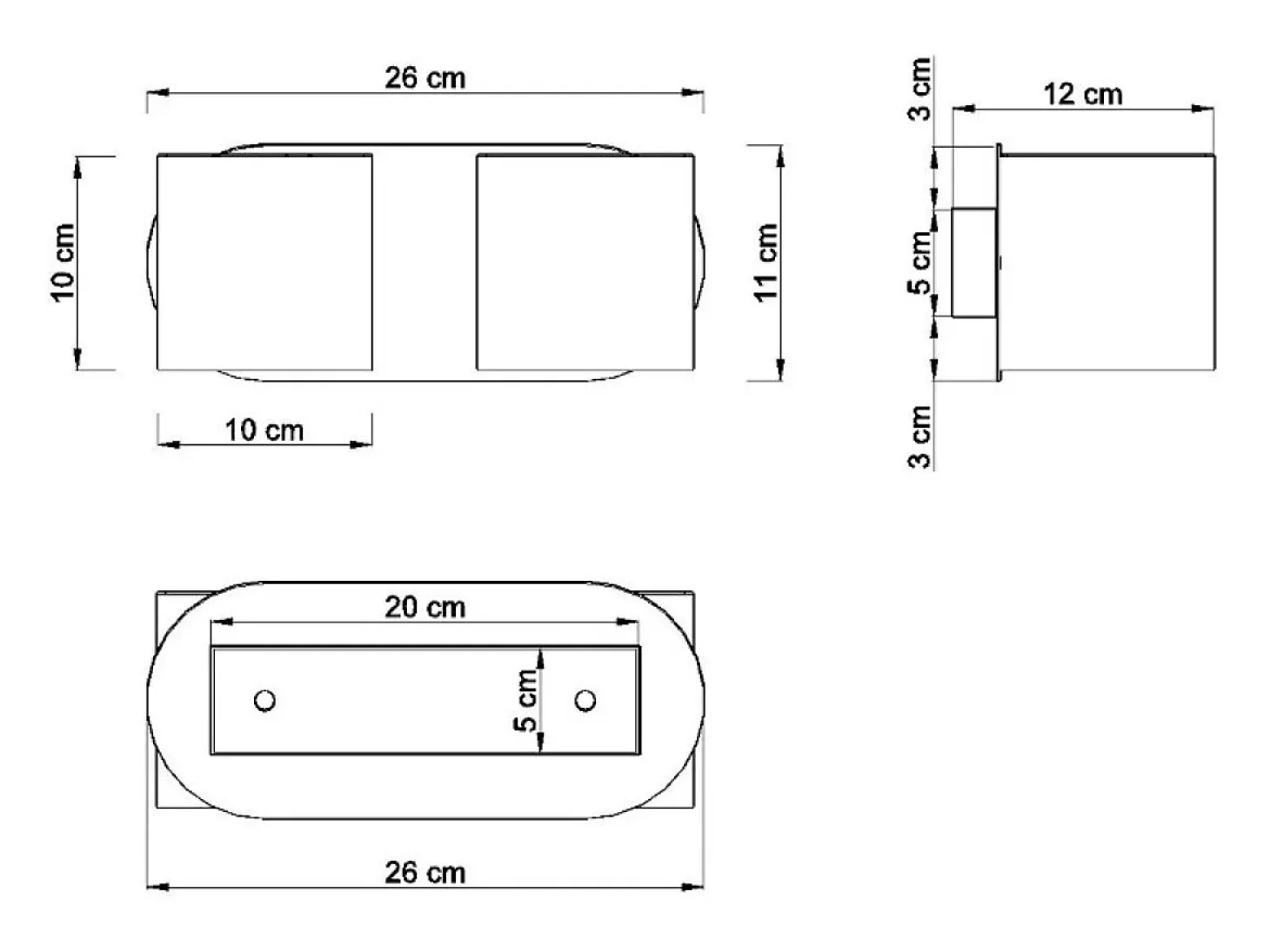 Lampada da parete Twin Round Up & Down grigia G9 Lámpara de pared Twin Round Up & Down Gris G9