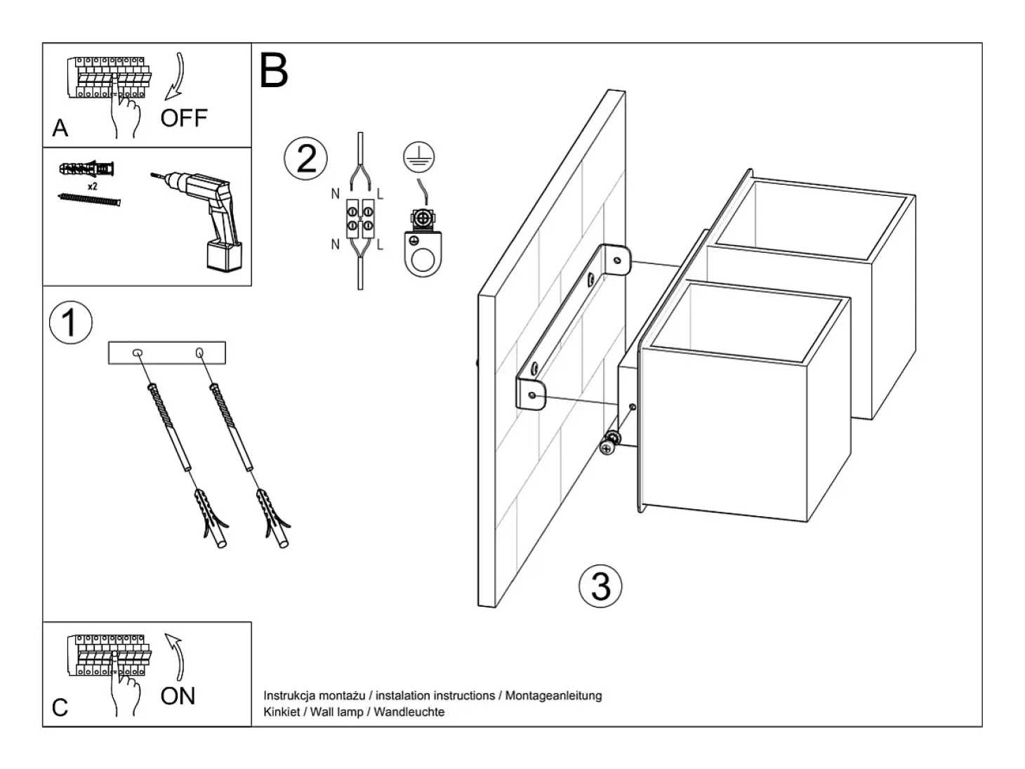 Lampada da parete Twin Square Up & Down bianca G9 Lámpara de pared Twin Square Up & Down Blanco G9