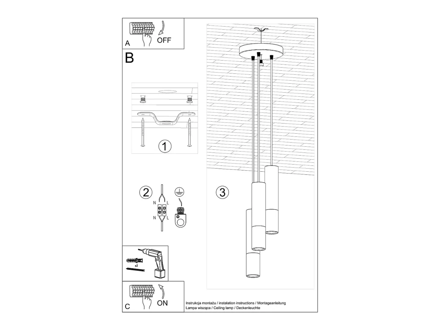 Lampadario a sospensione Cluster Drop Nero, Cromo GU10 Lámpara colgante Cluster Drop Negro, Cromo GU10