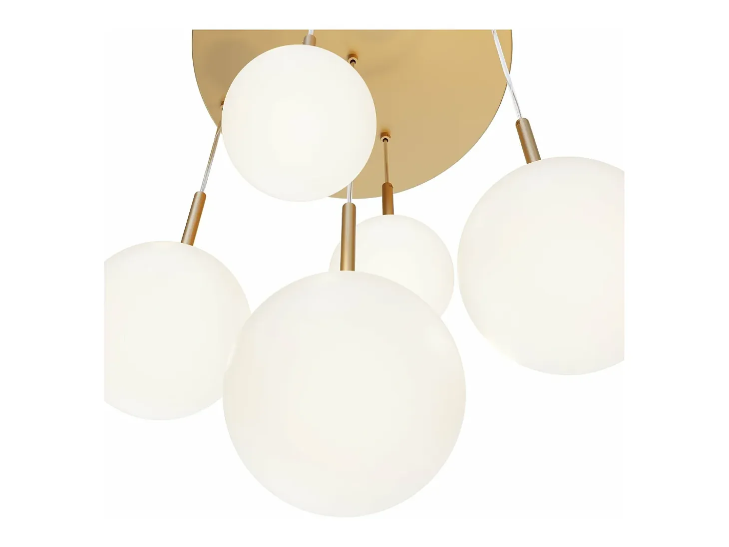 Lampadario A Sospensione Moderno Basic Form Metallo Oro Vetro 5 Luci E14 40W