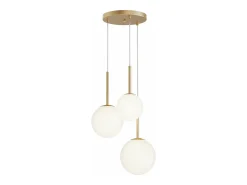 Lampadario A Sospensione Moderno Basic Form Metallo Oro Vetro 3 Luci E14 40W