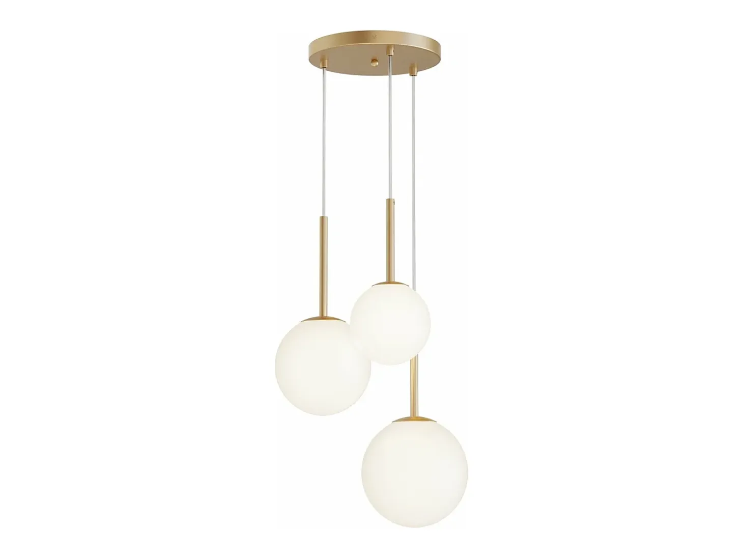 Lampadario A Sospensione Moderno Basic Form Metallo Oro Vetro 3 Luci E14 40W