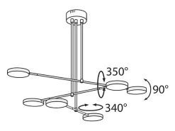 Lampadario A Sospensione Moderno Fad Metallo Nero Acrilico 6 Luci Led 40W