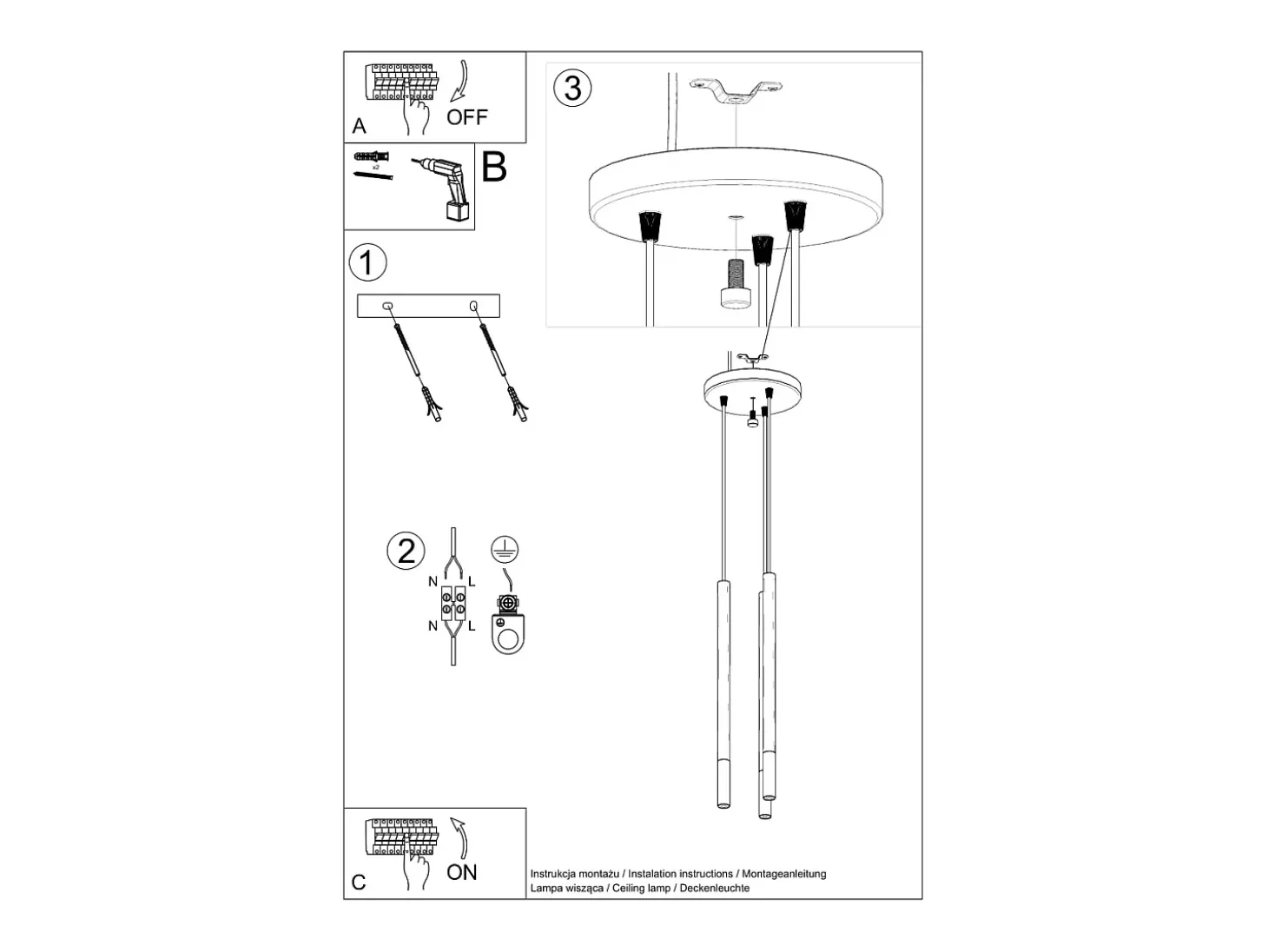 Lampadario a sospensione Cluster Drop Nero, Oro G9 Lámpara colgante Cluster Drop Negro, Dorado G9