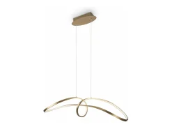 Lampadario A Sospensione Moderno Curve Alluminio Oro 1 Luce Led 42W