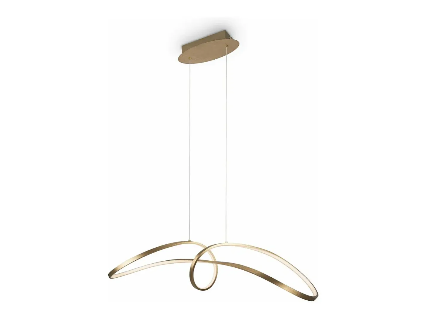 Lampadario A Sospensione Moderno Curve Alluminio Oro 1 Luce Led 42W