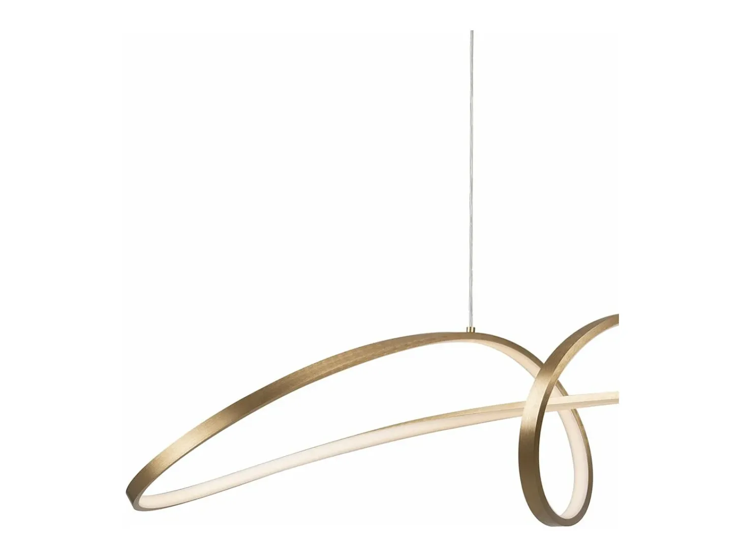 Lampadario A Sospensione Moderno Curve Alluminio Oro 1 Luce Led 42W