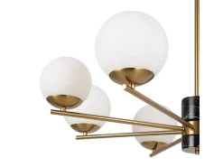 Lampadario A Sospensione Moderno Marble Metallo Ottone Vetro 8 Luci E27 60W