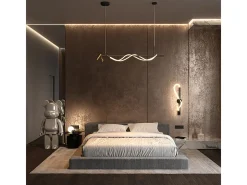 Lampadario A Sospensione Moderno Tau Alluminio Nero Luce Led 30W