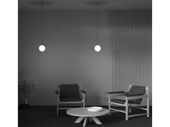 Lampadario A Sospensione Moderno Luna Alluminio Nero Luce Led Integrato 5W