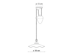 Lampadario Classico Belluno Ottone Satinato E Ceramica Decorato 1 Luce E27