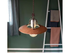 Lampadario Classico Bologna Metallo E Ceramica Nero Sfumato Rame 30Cm 1 Luce E27