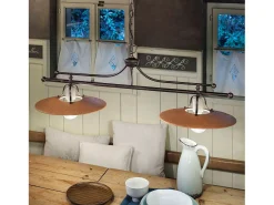 Lampadario Classico Bologna Metallo E Ceramica Nero Sfumato Rame 2 Luci E27