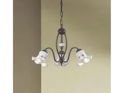 Lampadario Classico Chieti Metallo E Ceramica Nero Sfumato Rame 3 Luci E14