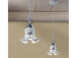 Lampadario Classico Chieti Metallo E Ceramica Nero Sfumato Argento 1 Luce E14